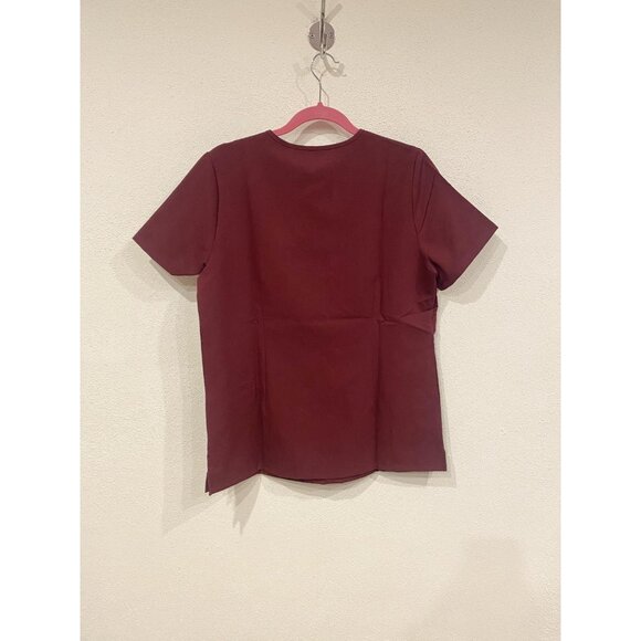 FIGS Casma Three-Pocket Scrub Top Womens Medium Burgundy V-Neck Nursing Medical - Picture 3 of 3